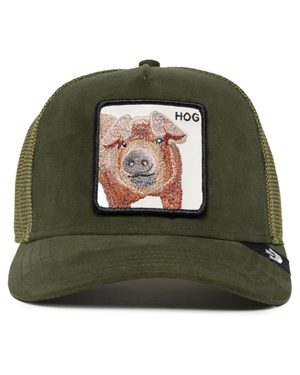 Goorin Bros. Trucker Cap In Suede Con Visiera Patch Animale 'hog' Verde Unisex-2