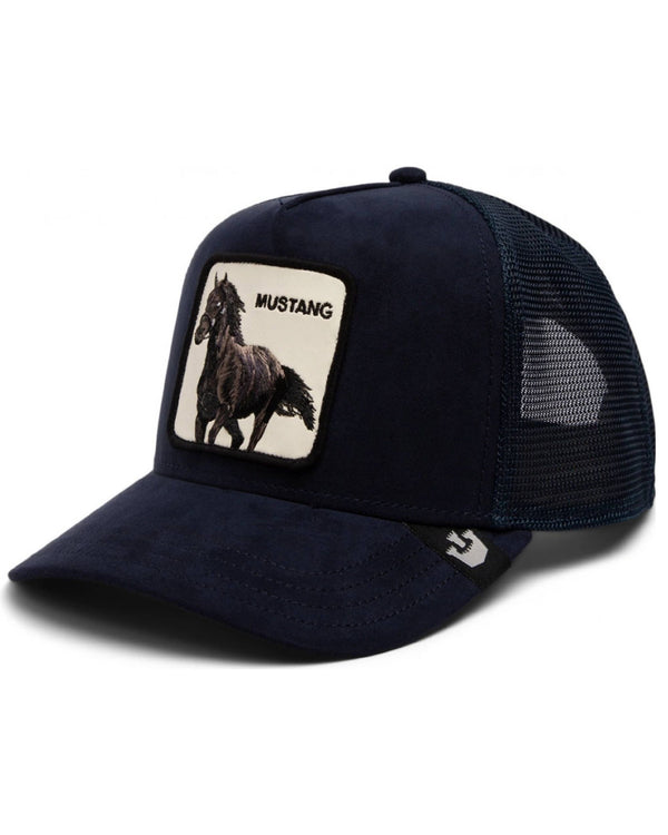 Goorin Bros. Trucker Cap In Suede Con Visiera Patch Animale Blu Unisex