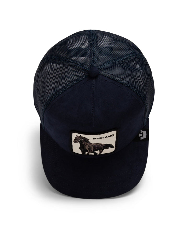 Goorin Bros. Trucker Cap In Suede Con Visiera Patch Animale Blu Unisex 3