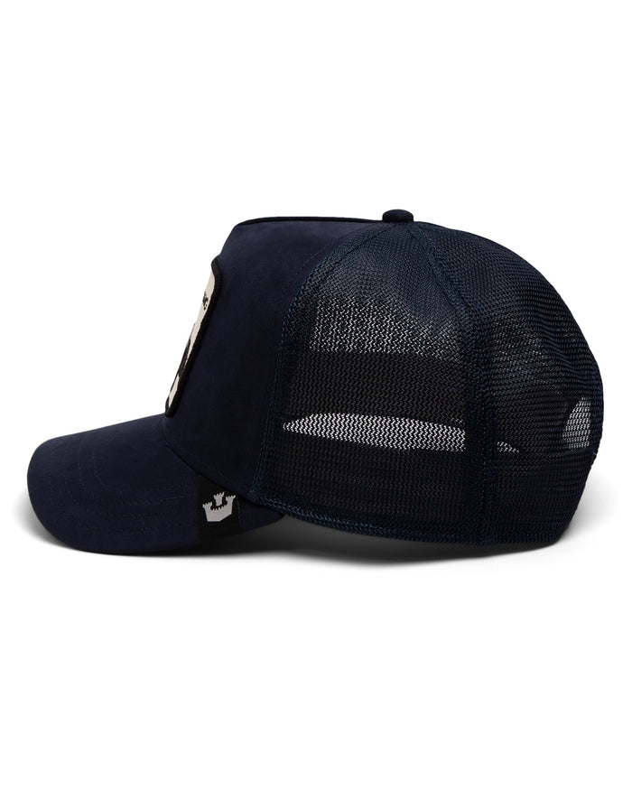 Goorin Bros. Trucker Cap In Suede Con Visiera Patch Animale Blu Unisex 5