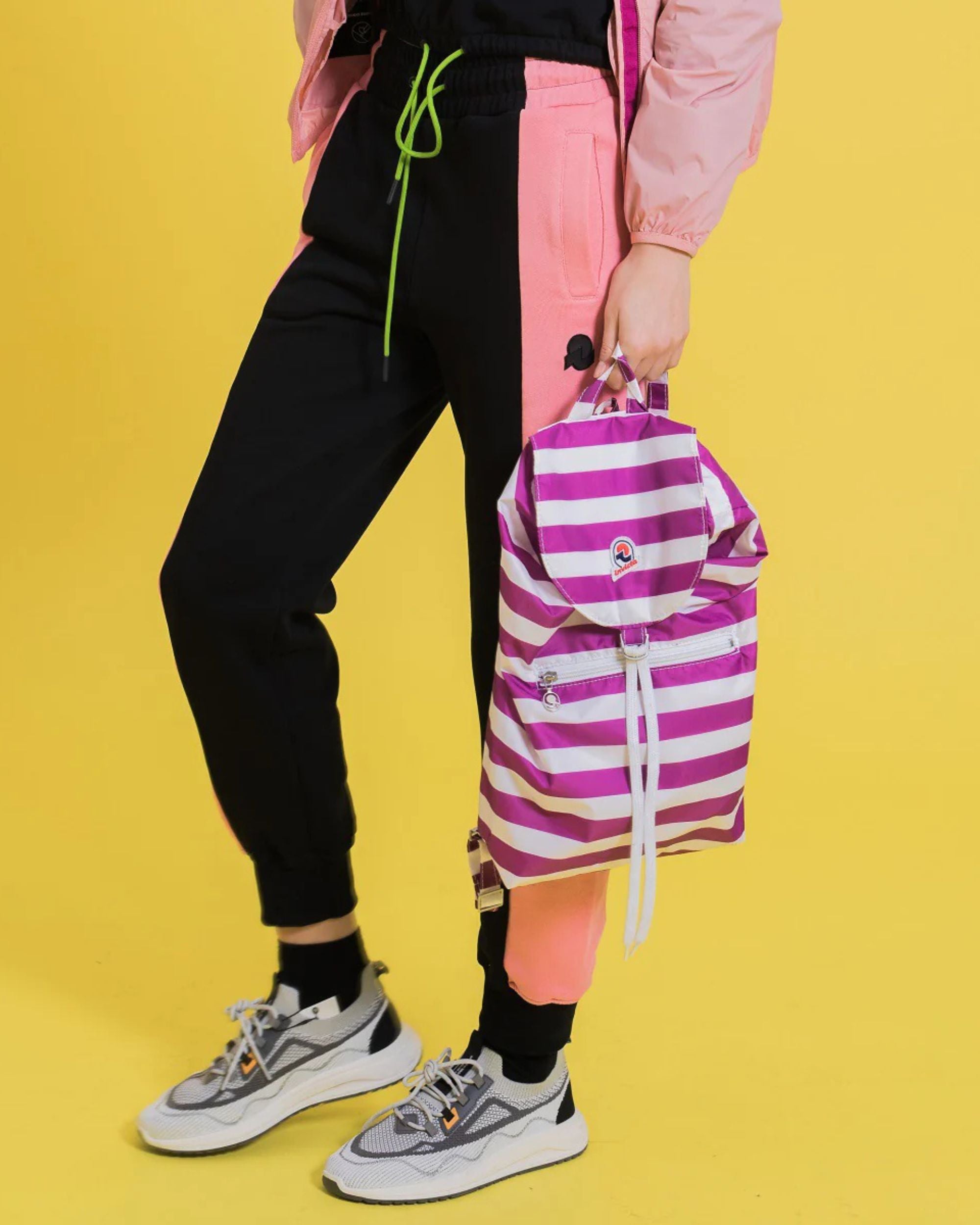 Invicta Sacca Verticale Leggero Motivo A Righe Bianco lilla Unisex