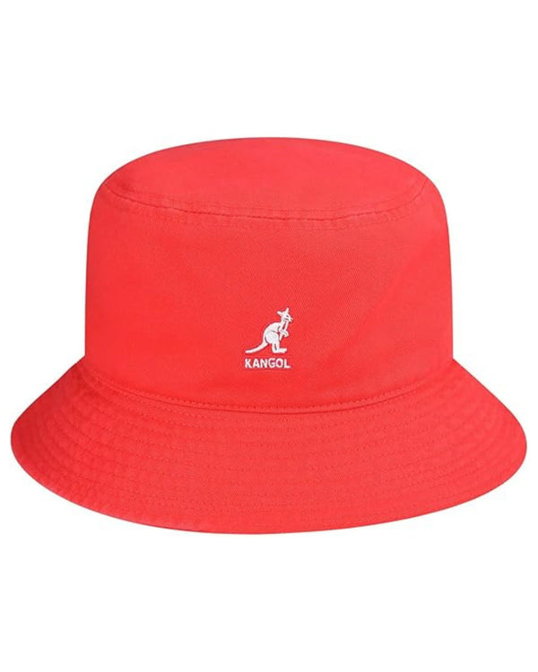 Kangol Cappello Pescatore Washed Bucket in Cotone Rosso Ciliegia Unisex