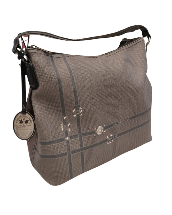 La Martina Shoulder Bag Eco-leather Inserts Leather Grey Woman