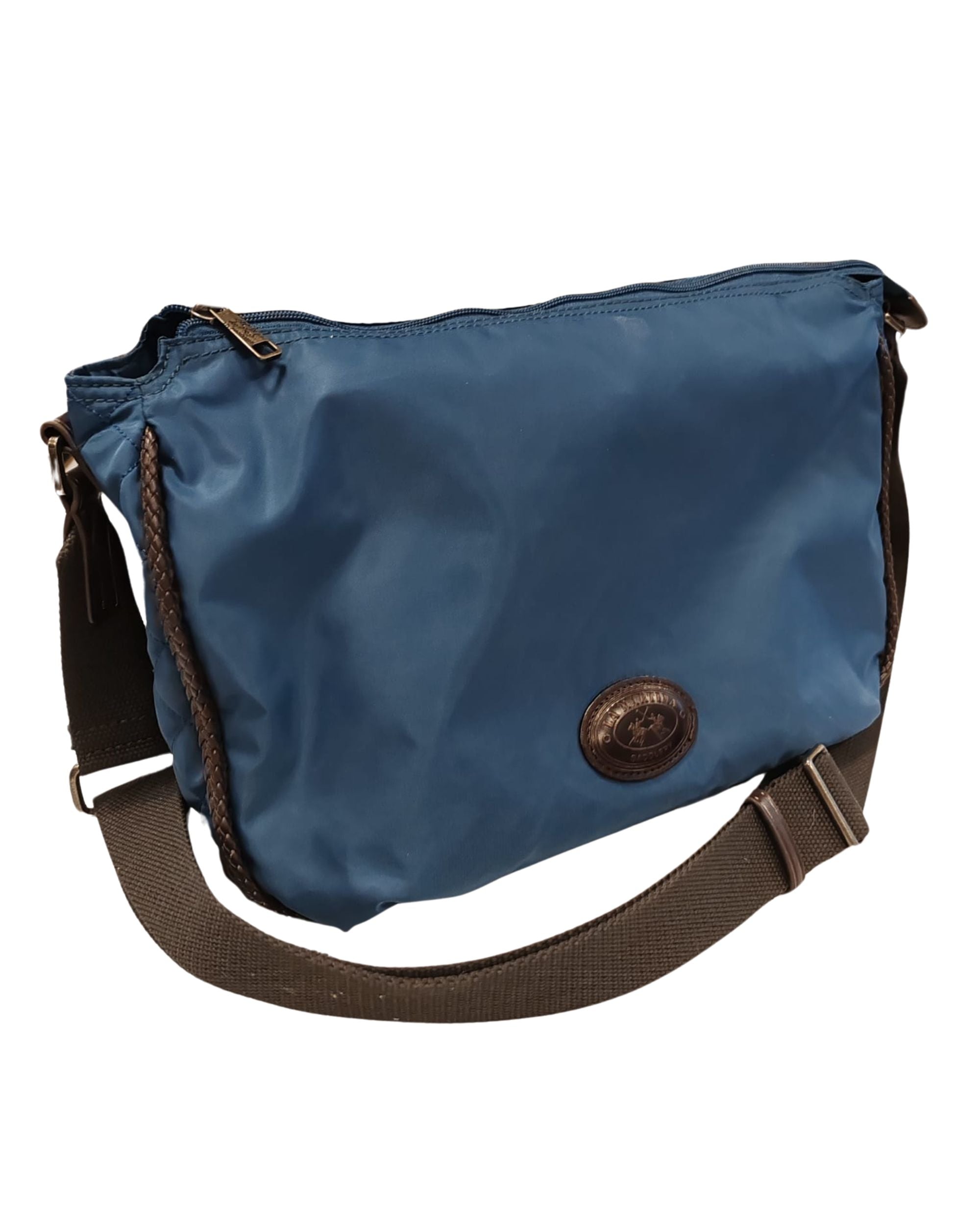 La Martina A Spalla Tessuto Tecnico Inserti Pelle Blu Donna