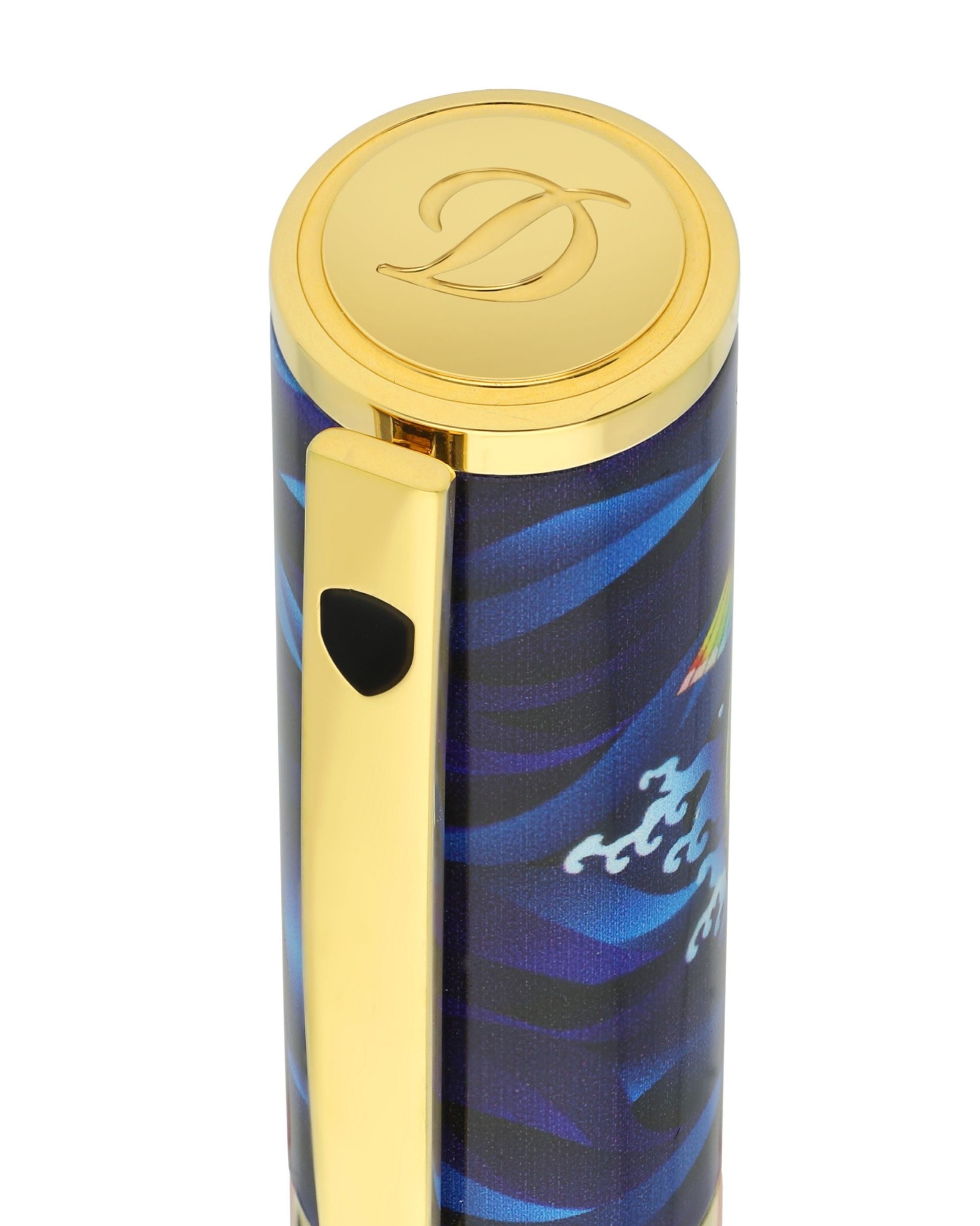 S.t.dupont Penna Roller 'koi Fish' Con Finiture In Oro Blu Unisex