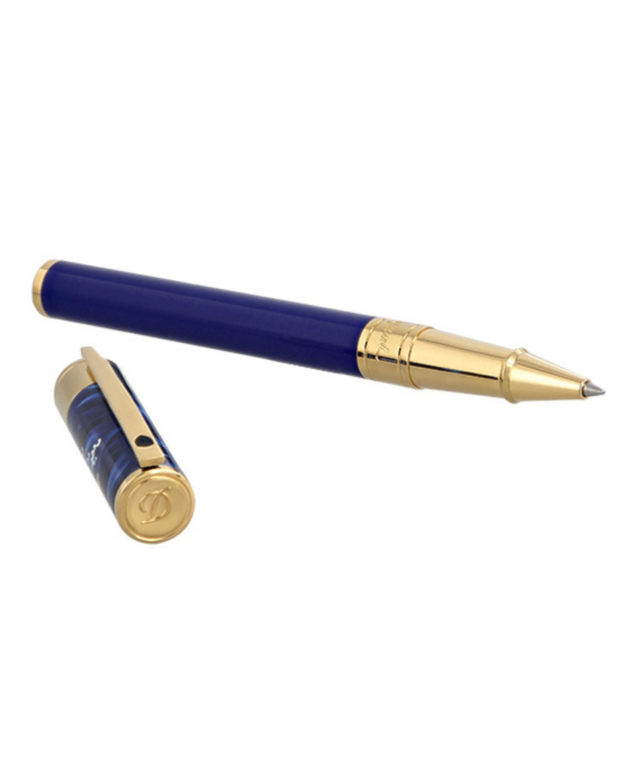 S.t.dupont Penna Roller 'koi Fish' Con Finiture In Oro Blu Unisex