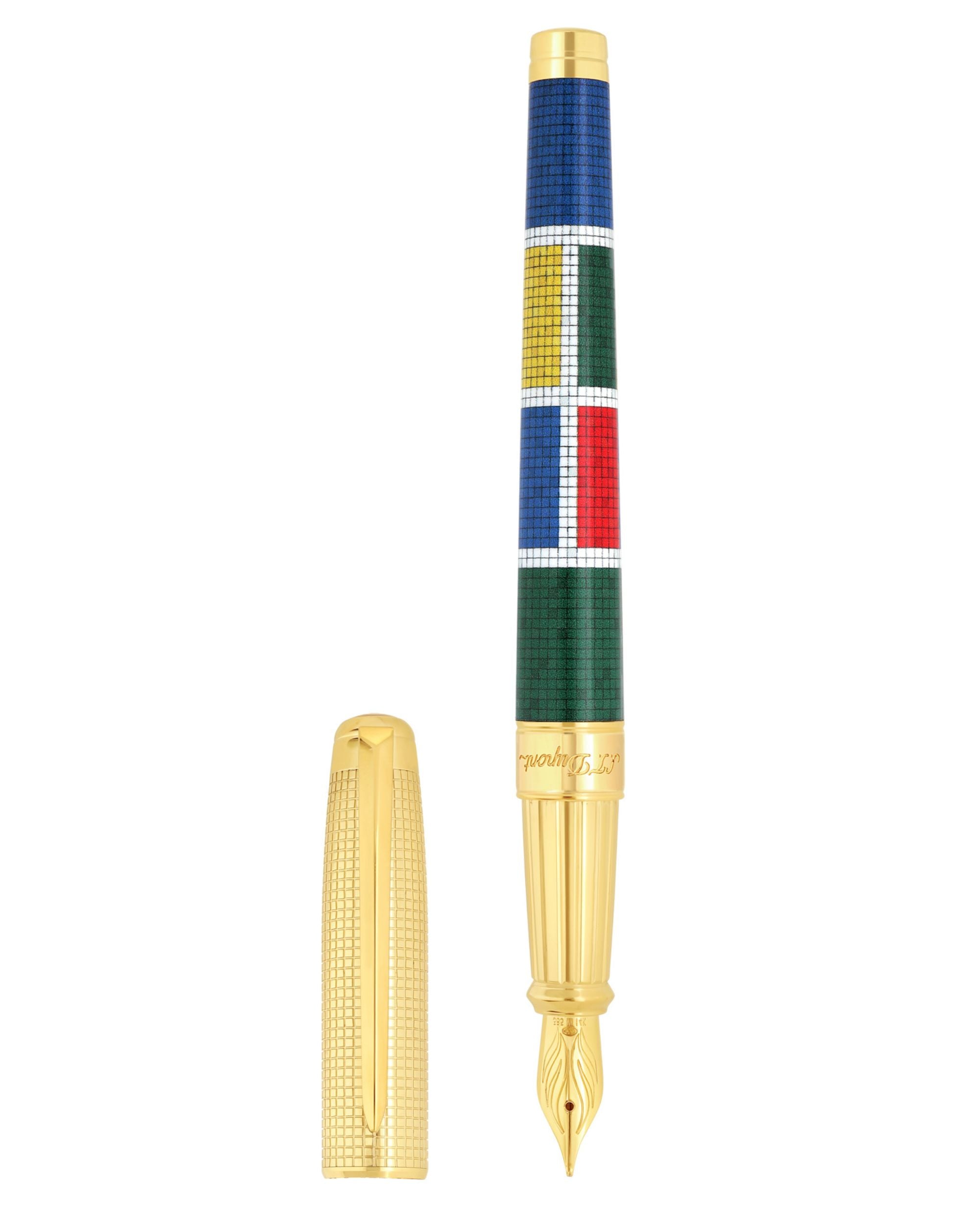 S.t.dupont penna stilografica fountain pen Mosaico Casablanca Oro 420111L