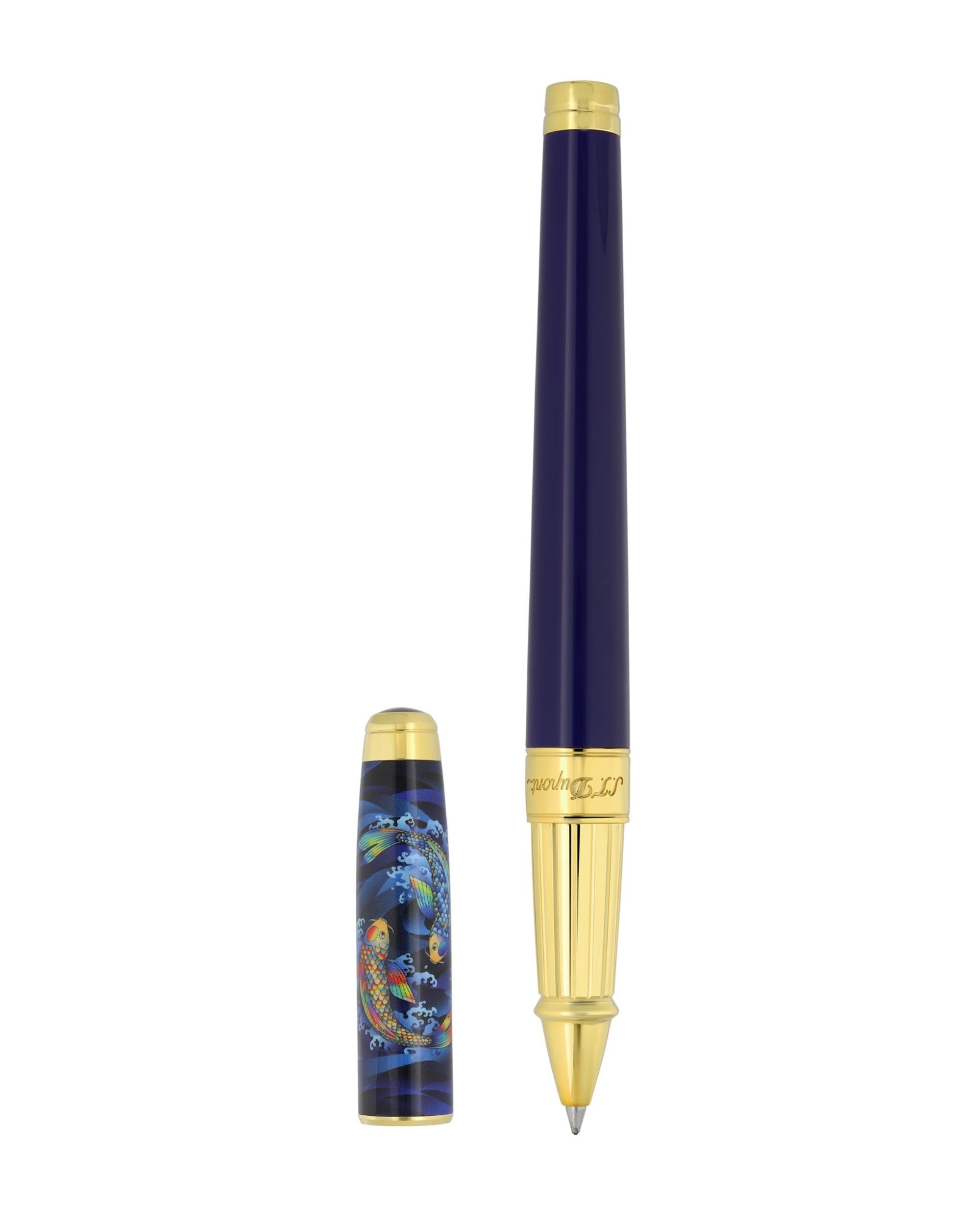 S.t.dupont Penna Roller Large 'koi Fish' Blu Unisex