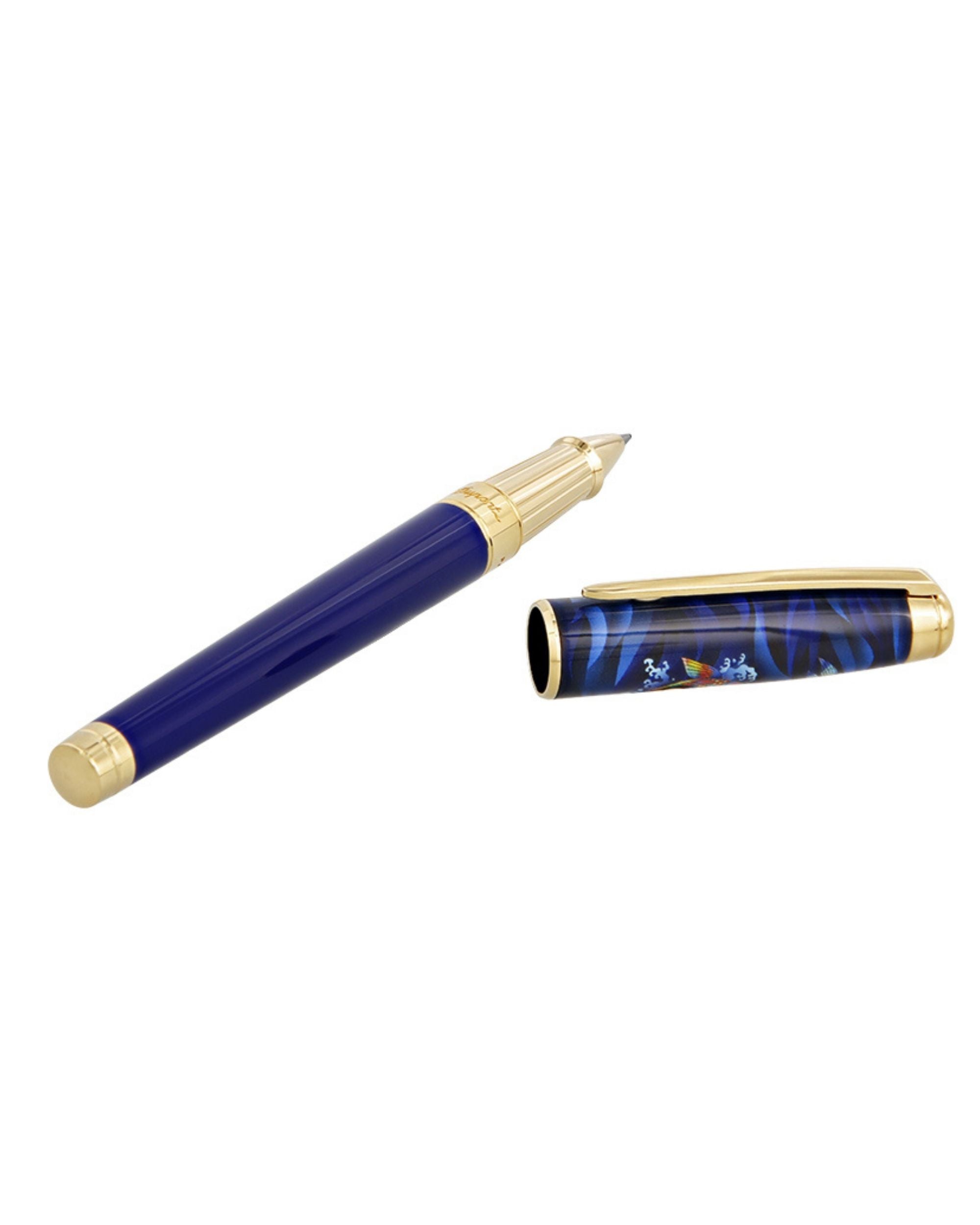 S.t.dupont Penna Roller Large 'koi Fish' Blu Unisex