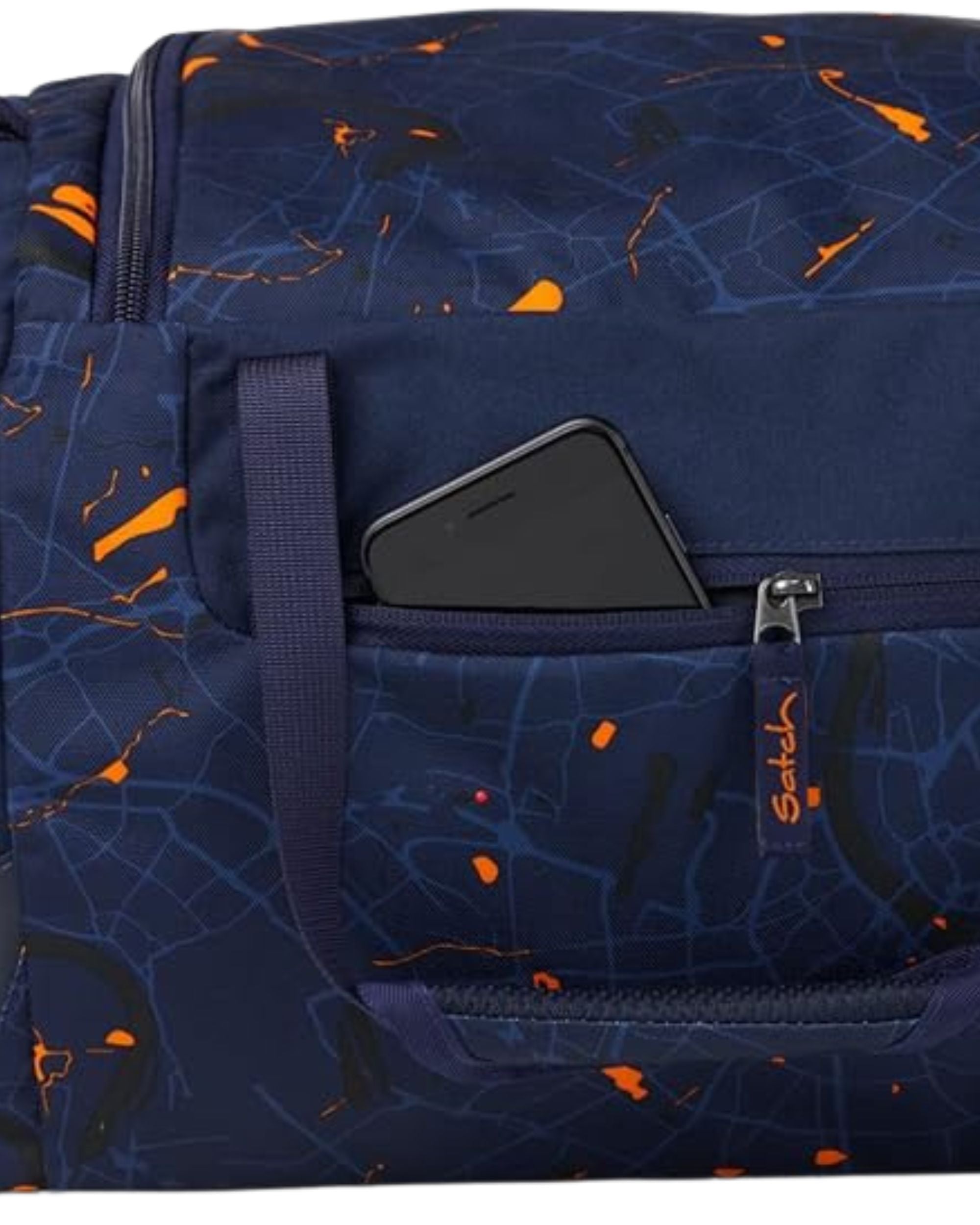 Satch Borsone Sportivo 25 Litri in Tessuto Riciclato Blu Arancio per Bambino Unisex