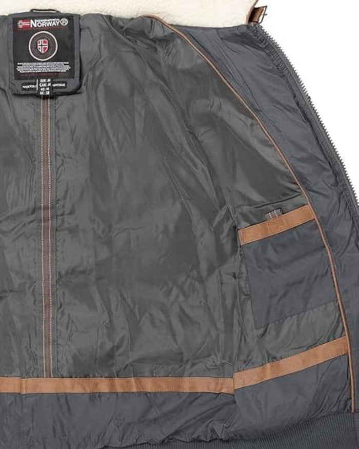 Geographical Norway Giacca Giubbotto Teddy Orsetto Grigio Uomo 4