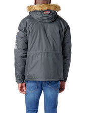 Geographical Norway Parka Con Cappuccio Fisso E Pelliccia Removibile Grigio Uomo