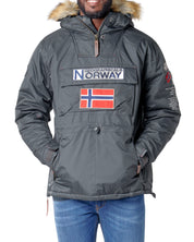 Geographical Norway Parka Con Cappuccio Fisso E Pelliccia Removibile Grigio Uomo