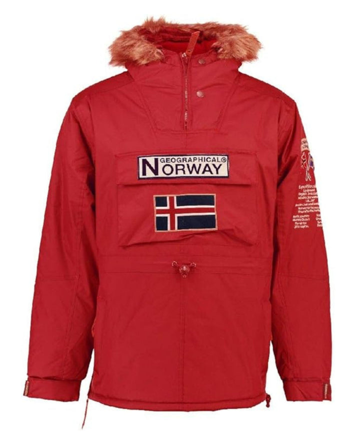 Geographical Norway Parka Con Cappuccio Fisso E Pelliccia Removibile Rosso Uomo 1