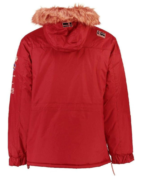 Geographical Norway Parka Con Cappuccio Fisso E Pelliccia Removibile Rosso Uomo-2