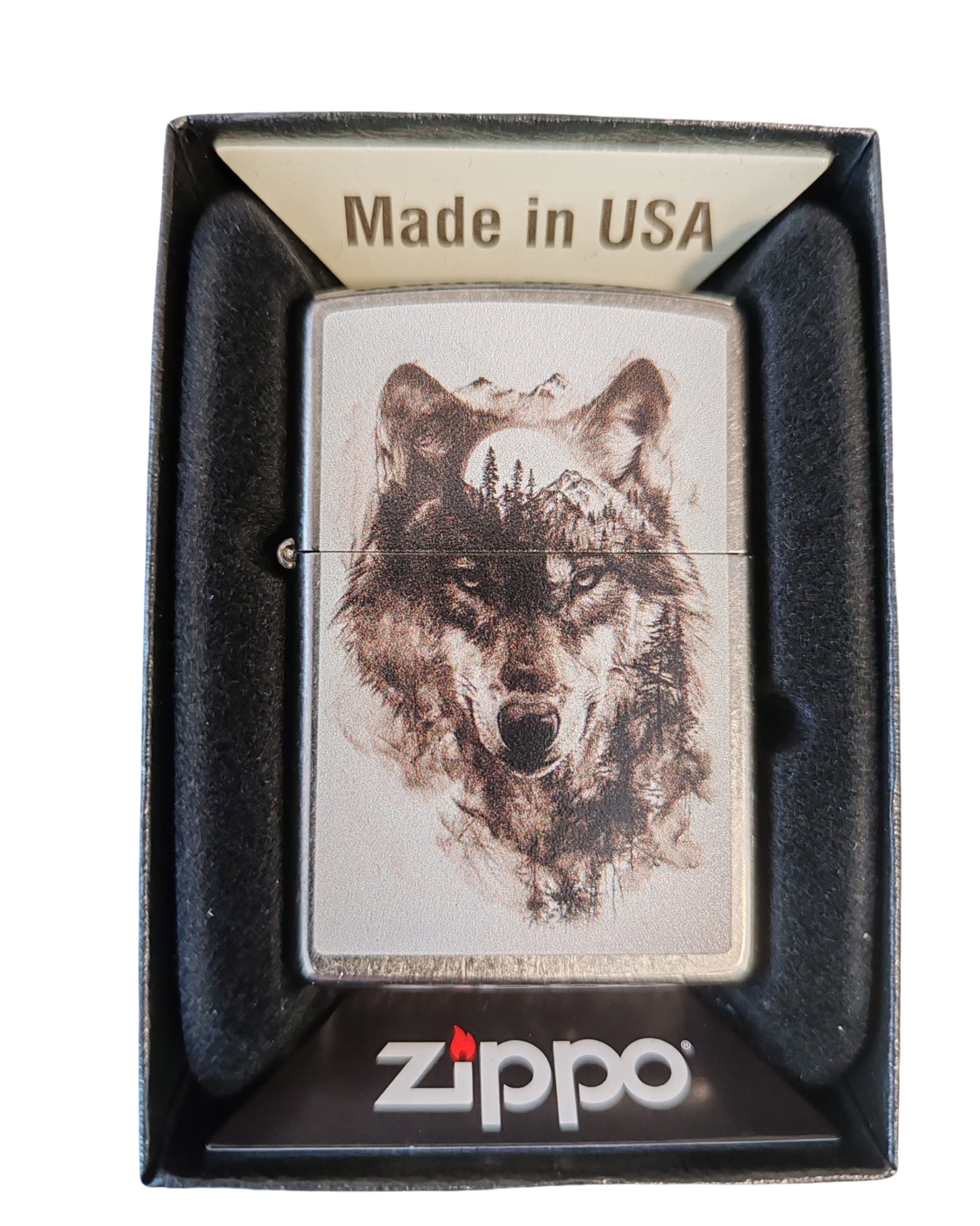 Zippo Ricaricabile Antivento Made In Usa Nel Box Regalo Argento Unisex 24L002 wolf