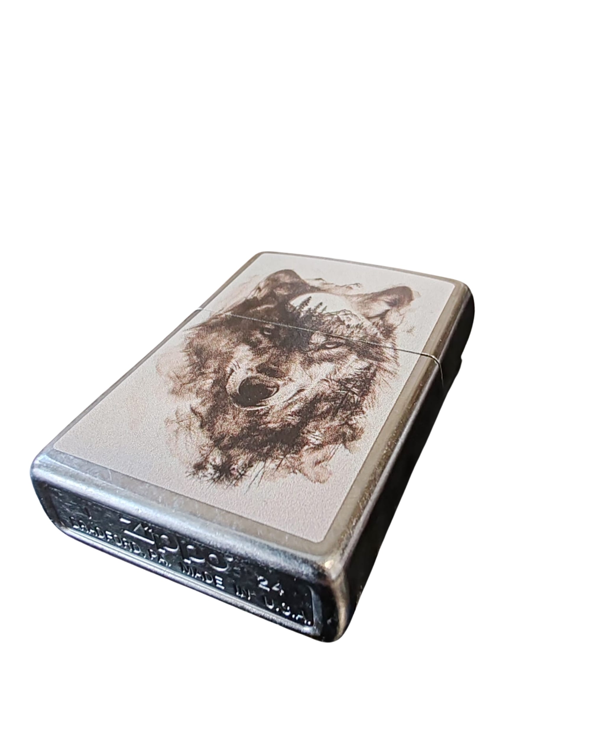 Zippo Ricaricabile Antivento Made In Usa Nel Box Regalo Argento Unisex 24L002 wolf