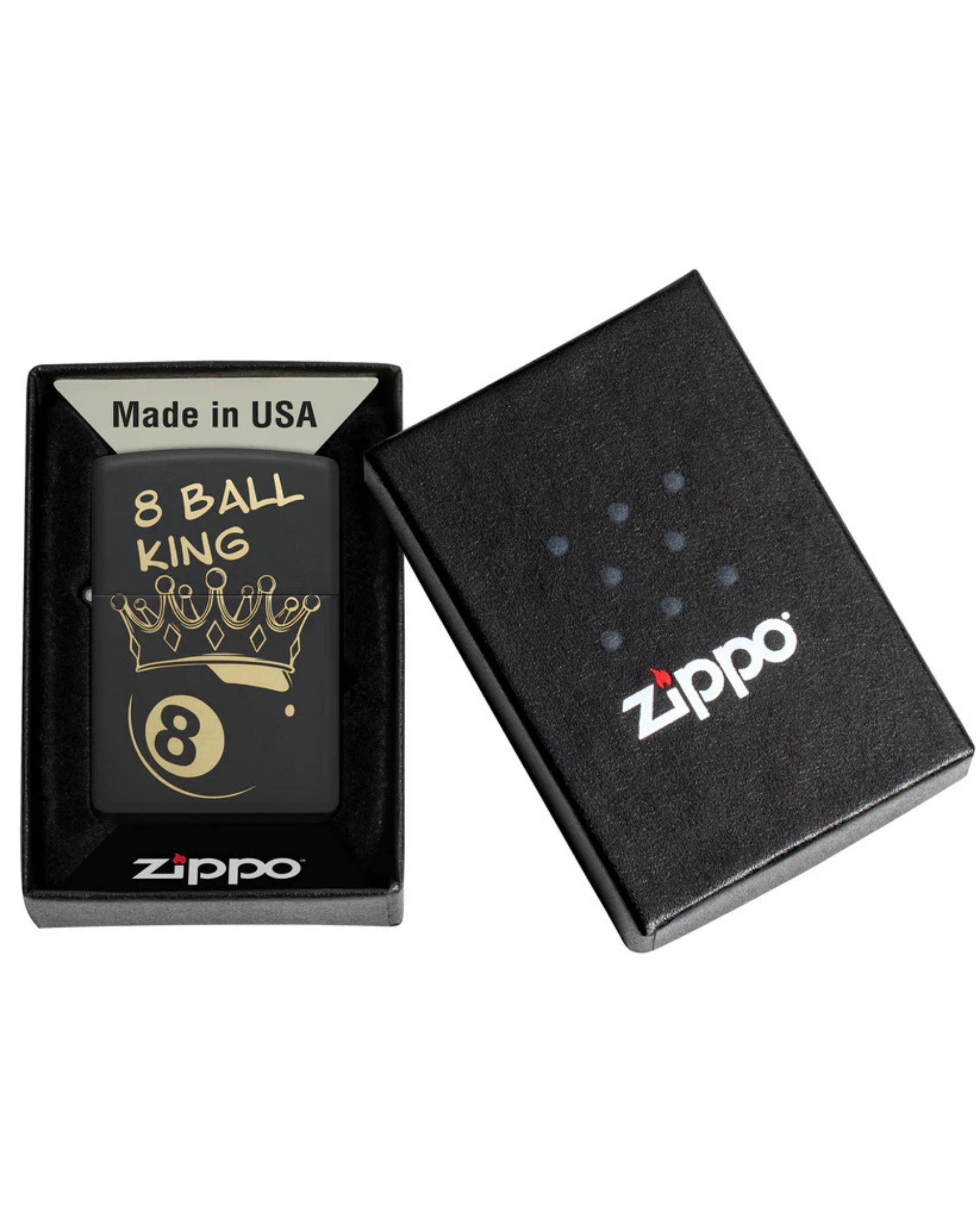 Zippo Accendino Antivento Made In Usa Ricaricabile '8 Ball' Nero Unisex