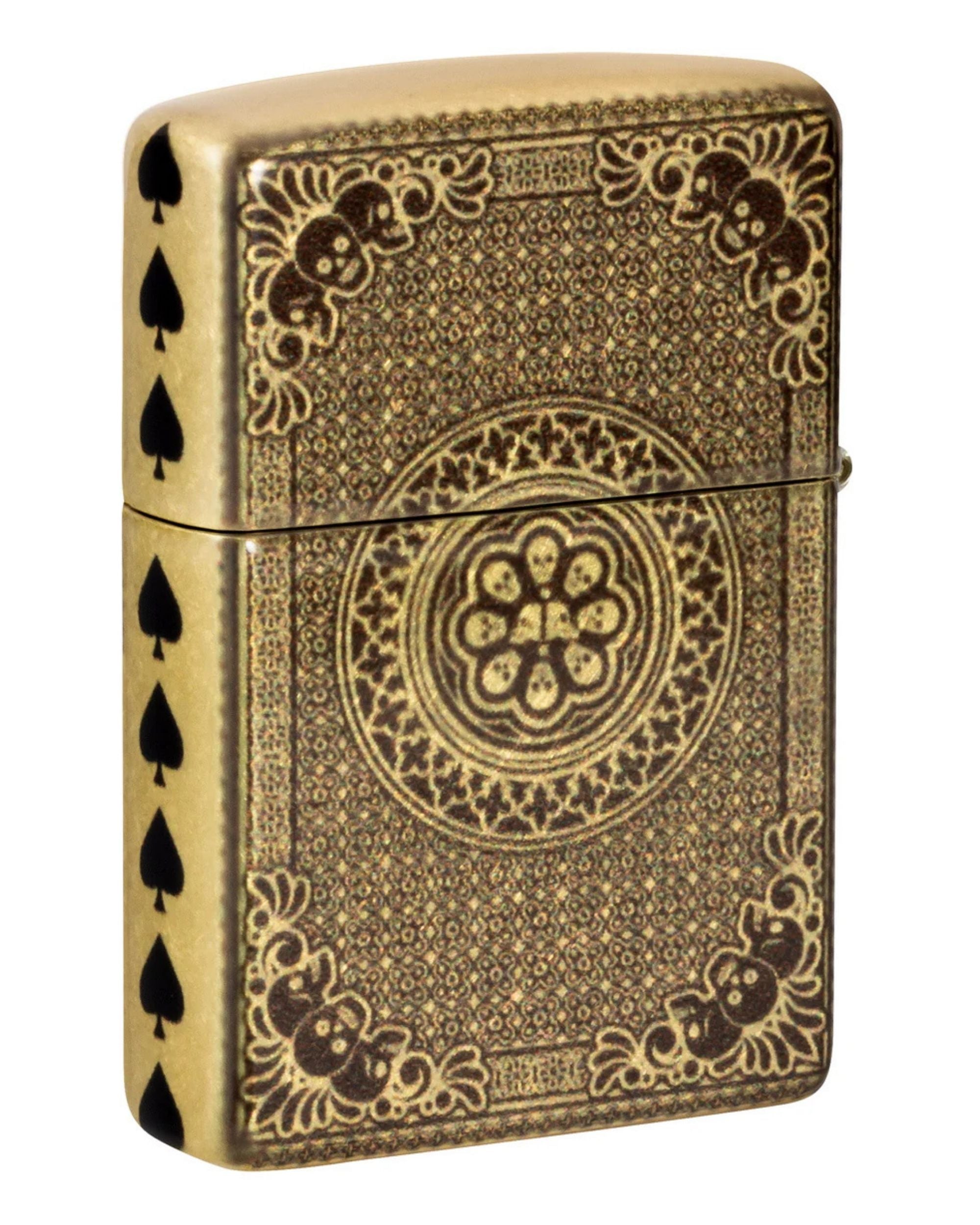 Zippo Accendino Antivento Made In Usa Ricaricabile Ace of Spades Oro Unisex