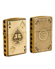 Zippo Accendino Antivento Made In Usa Ricaricabile Ace of Spades Oro Unisex