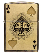 Zippo Accendino Antivento Made In Usa Ricaricabile Ace of Spades Oro Unisex