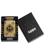 Zippo Accendino Antivento Made In Usa Ricaricabile Ace of Spades Oro Unisex