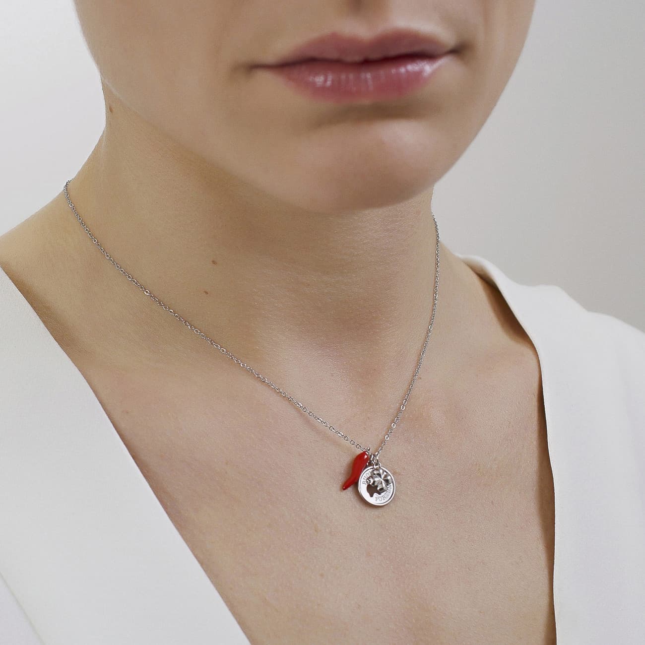 Brosway collana girocollo acciaio inox chakra elefante buona fortuna cristalli 44 cm BHKL08