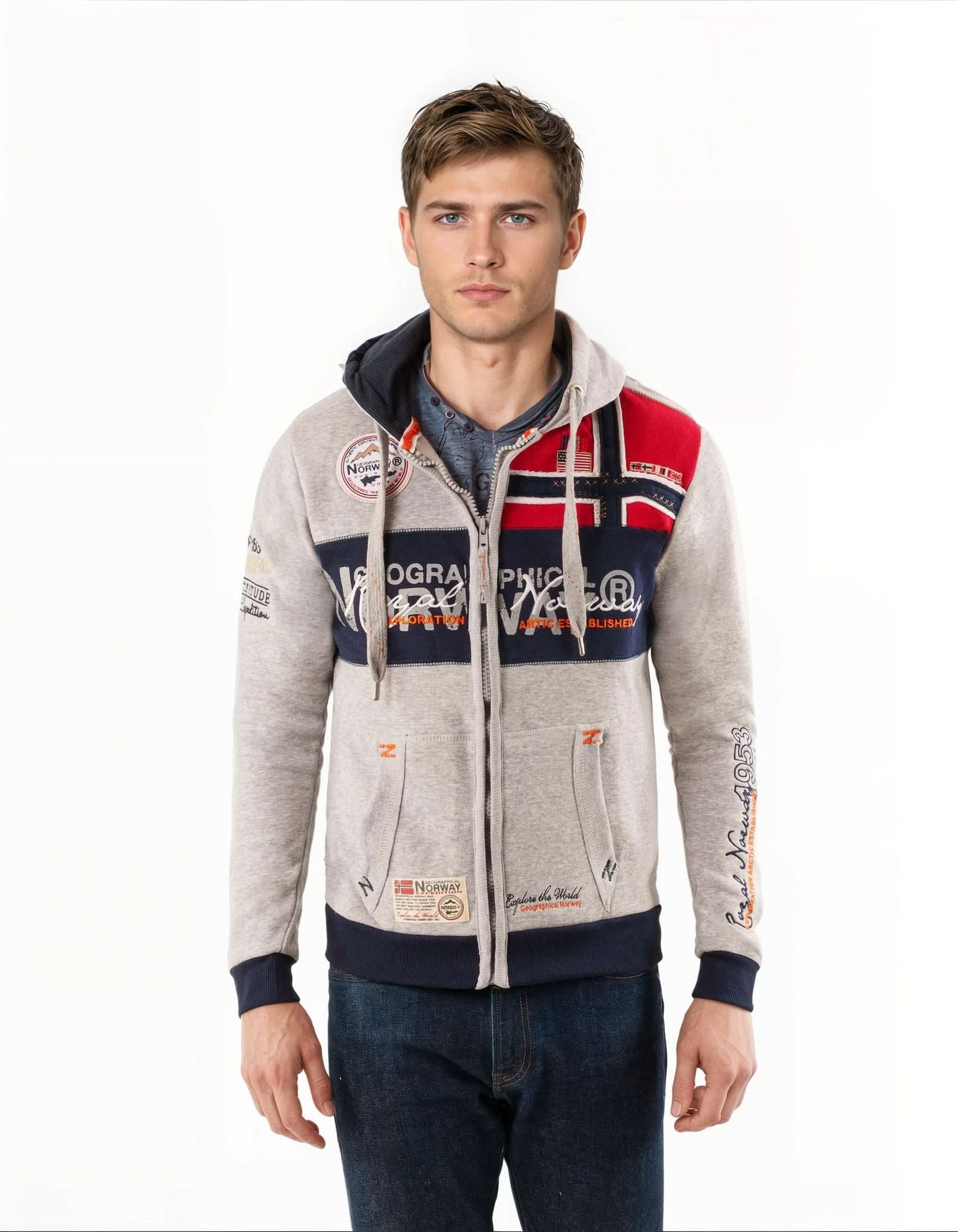 Geographical Norway Sweater Hood Sport City Urban Grey Men