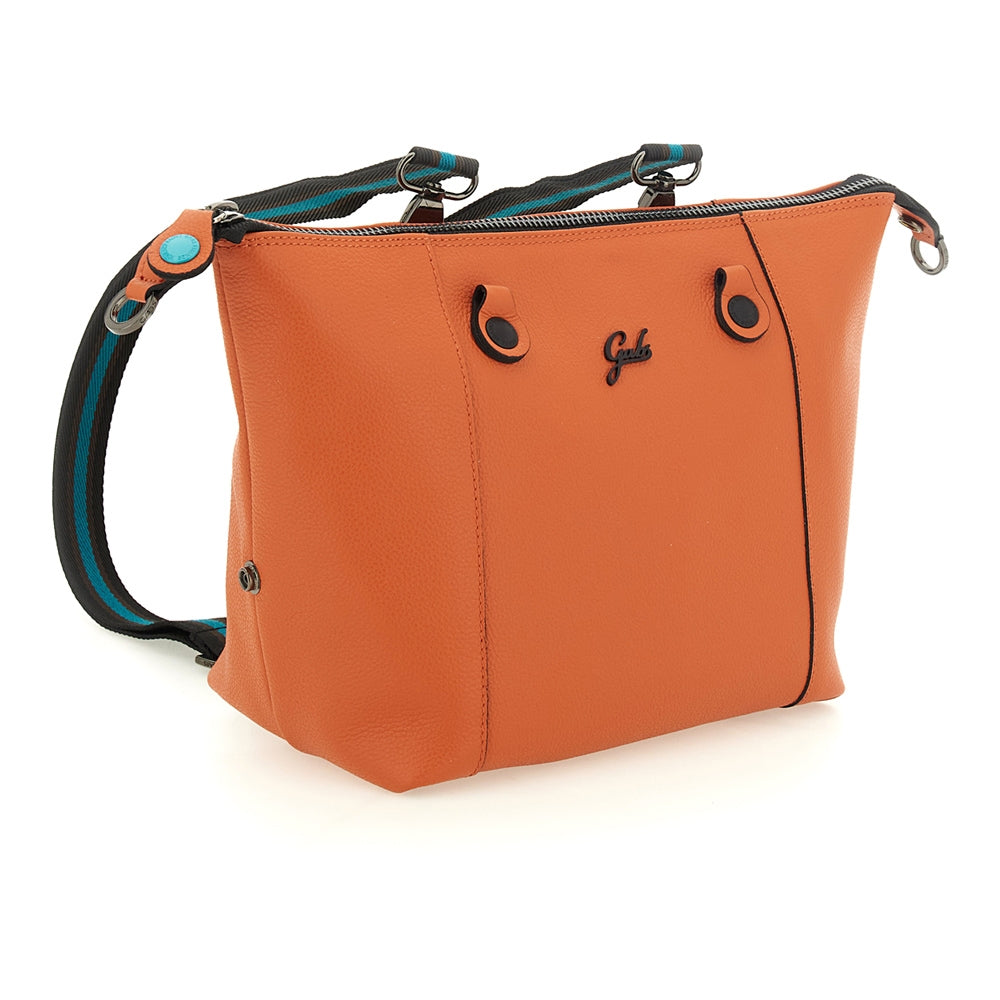 Gabs G3 Plus M Borsa Zaino Trasformabile Hobo Shopper Tote Bauletto in Pelle Orange