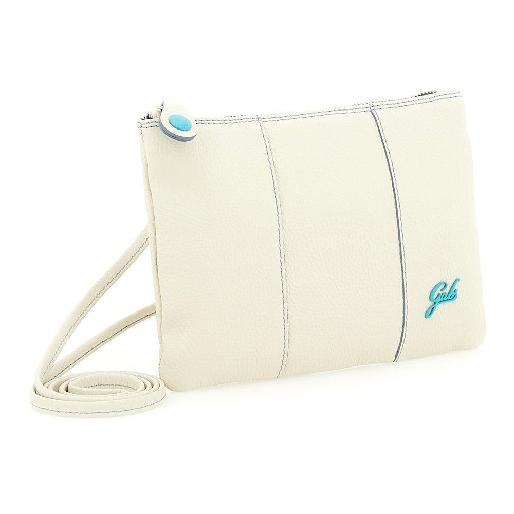 Gabs Borsa Pochette Beyonce M Basic Tracolla in Pelle Logo azzurro - PANNA