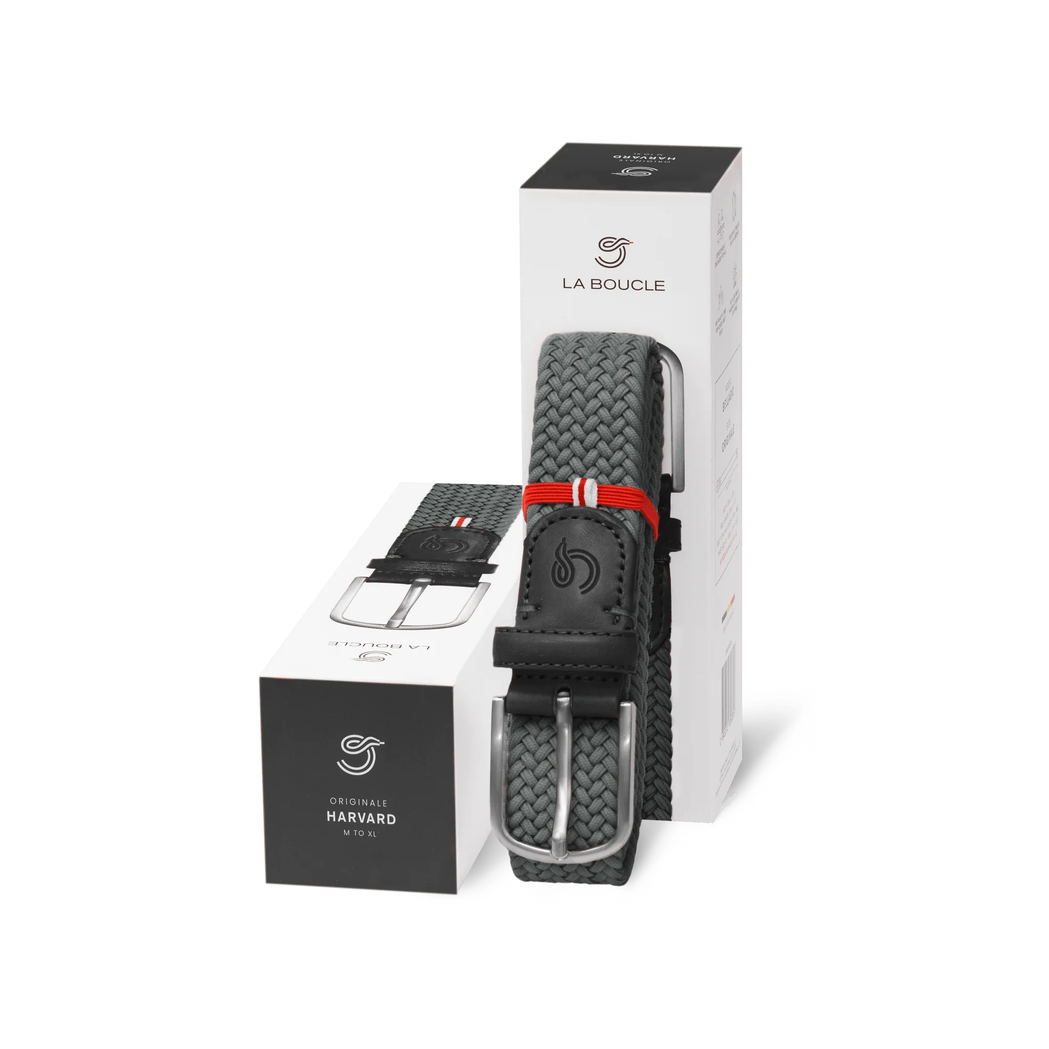 La Boucle cintura intrecciata con fibbia in metallo premium box regalo Harvard grigio scuro