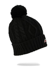 Sprayground BLACK KNIT PUFF BEANIE berretto cuffia hw422 nero logo squalo