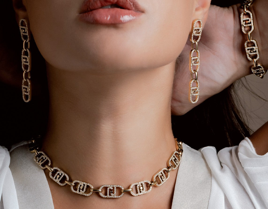 Liu Jo bracciale ORO acciaio inossidabile logo e strass 21 cm LJ2625 monogram