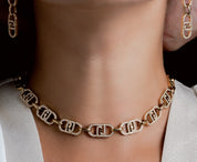 Liu Jo orecchini pendenti monogram acciaio inossidabile oro logo e zirconi LG2626