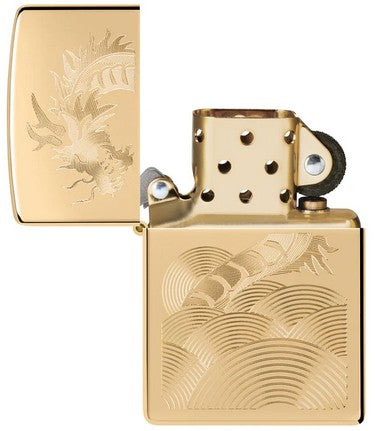 Zippo accendino Special Limited Edition 46822 drago oro inciso auto engrave