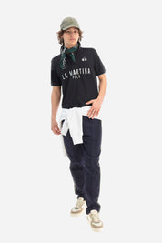 La Martina Polo Embroidery and Number Logo Black Cotton