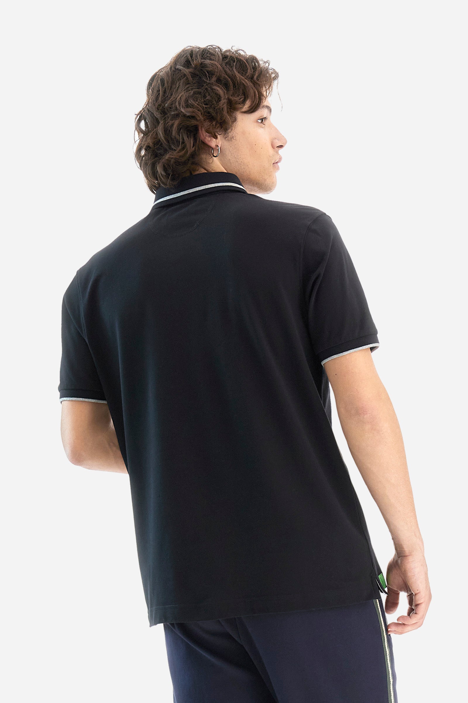 La Martina Polo Embroidery and Number Logo Black Cotton
