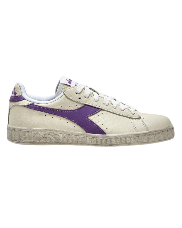 Diadora Sneakers Game L Low Waxed Pelle Bianco - Blu Mar Caspio