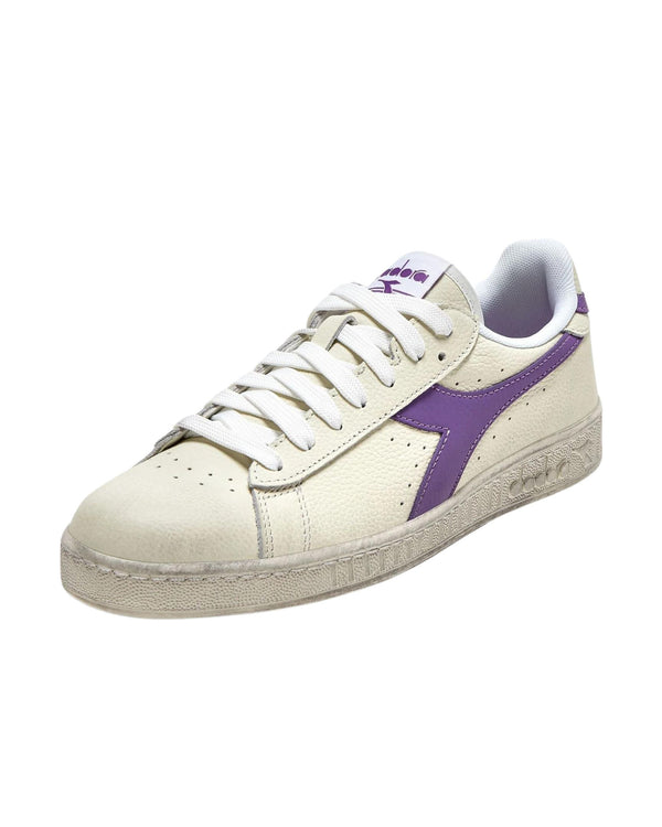 Diadora Sneakers Game L Low Waxed Pelle Bianco - Blu Mar Caspio-2