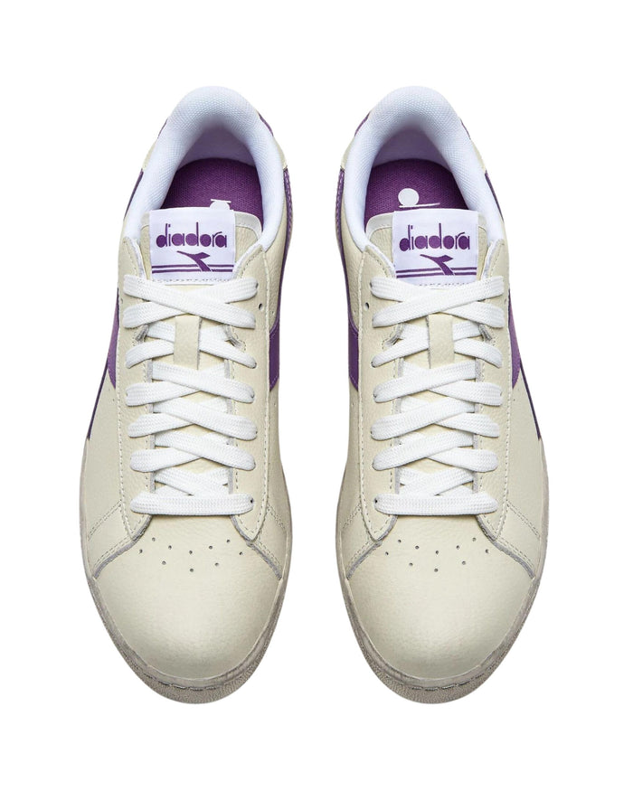 Diadora Sneakers Game L Low Waxed Pelle Bianco - Blu Mar Caspio 3