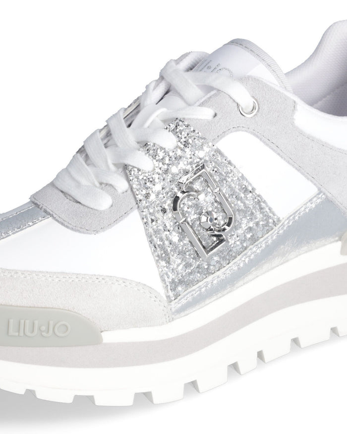 Liu Jo Sneaker Amazing 29 con Misto Pelle e Suede Bianco 4