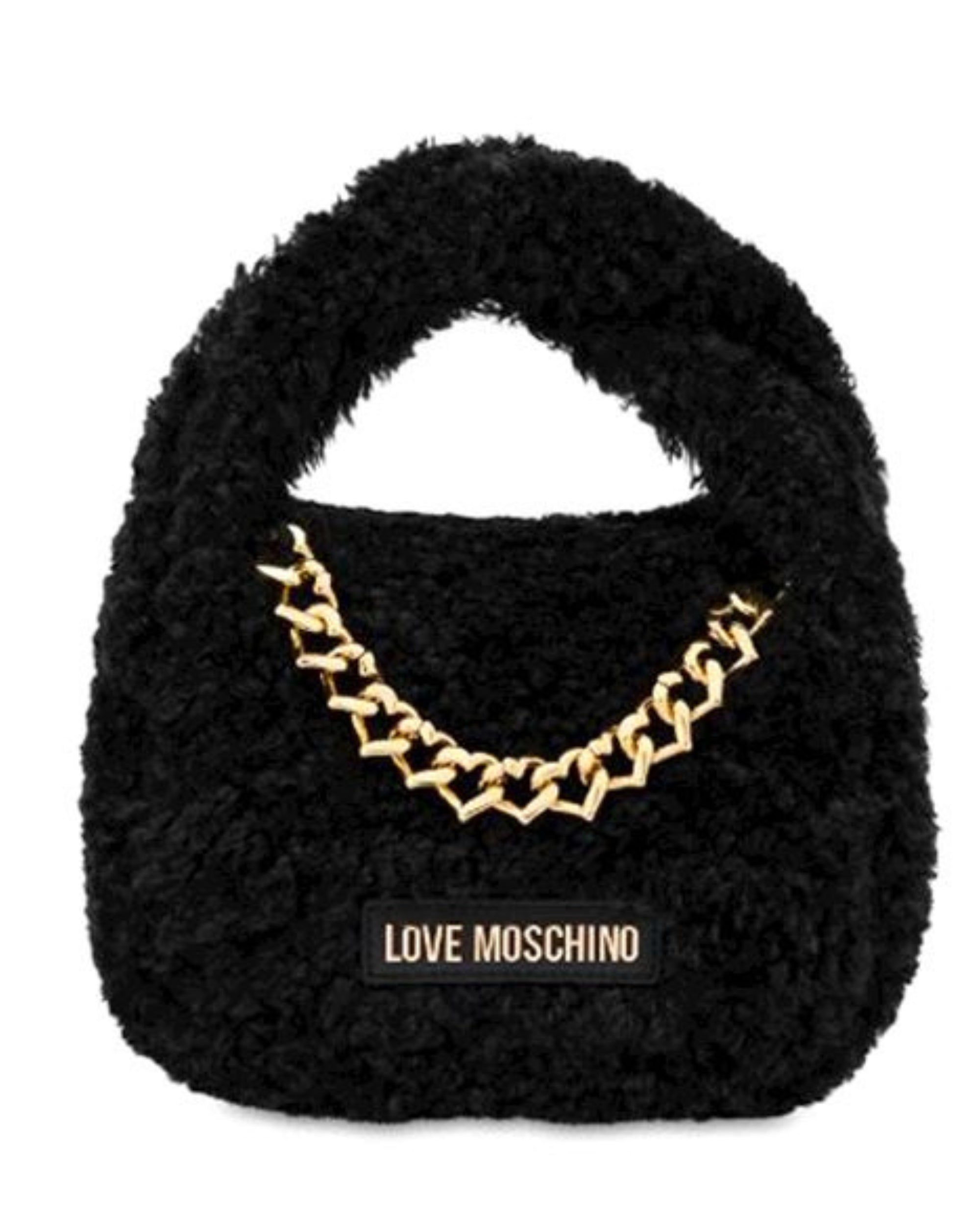 Love Moschino Borsa Piccola A Mano Con Tracolla Teddy Fur Soft Nero Donna