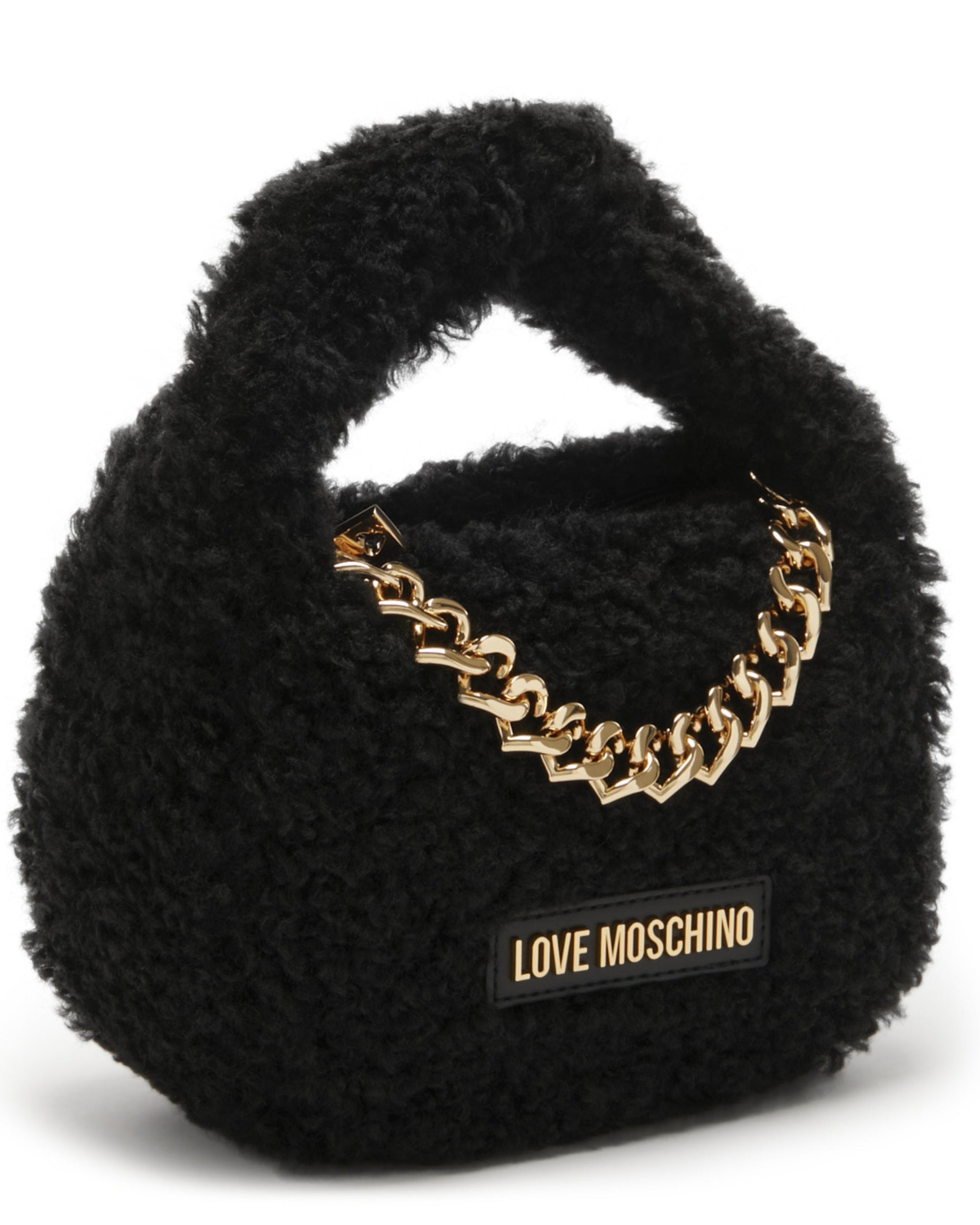 Love Moschino Borsa Piccola A Mano Con Tracolla Teddy Fur Soft Nero Donna