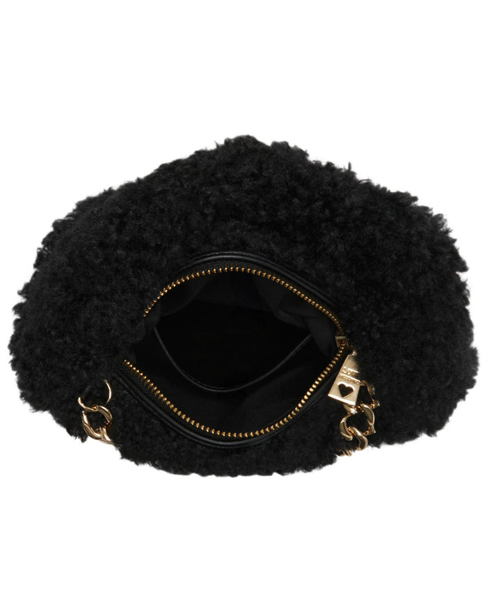 Love Moschino Borsa Piccola A Mano Con Tracolla Teddy Fur Soft Nero Donna 4