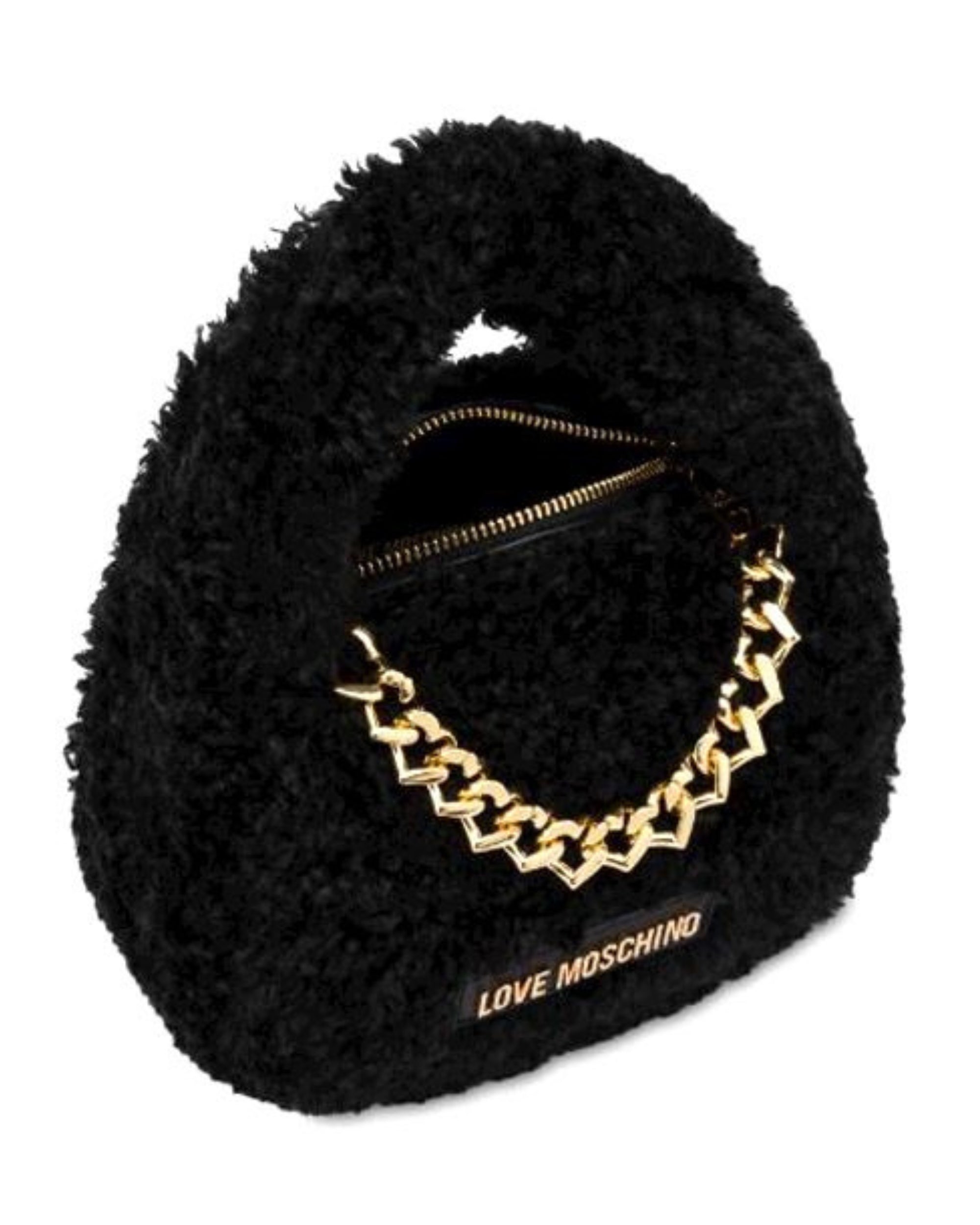 Love Moschino Borsa Piccola A Mano Con Tracolla Teddy Fur Soft Nero Donna