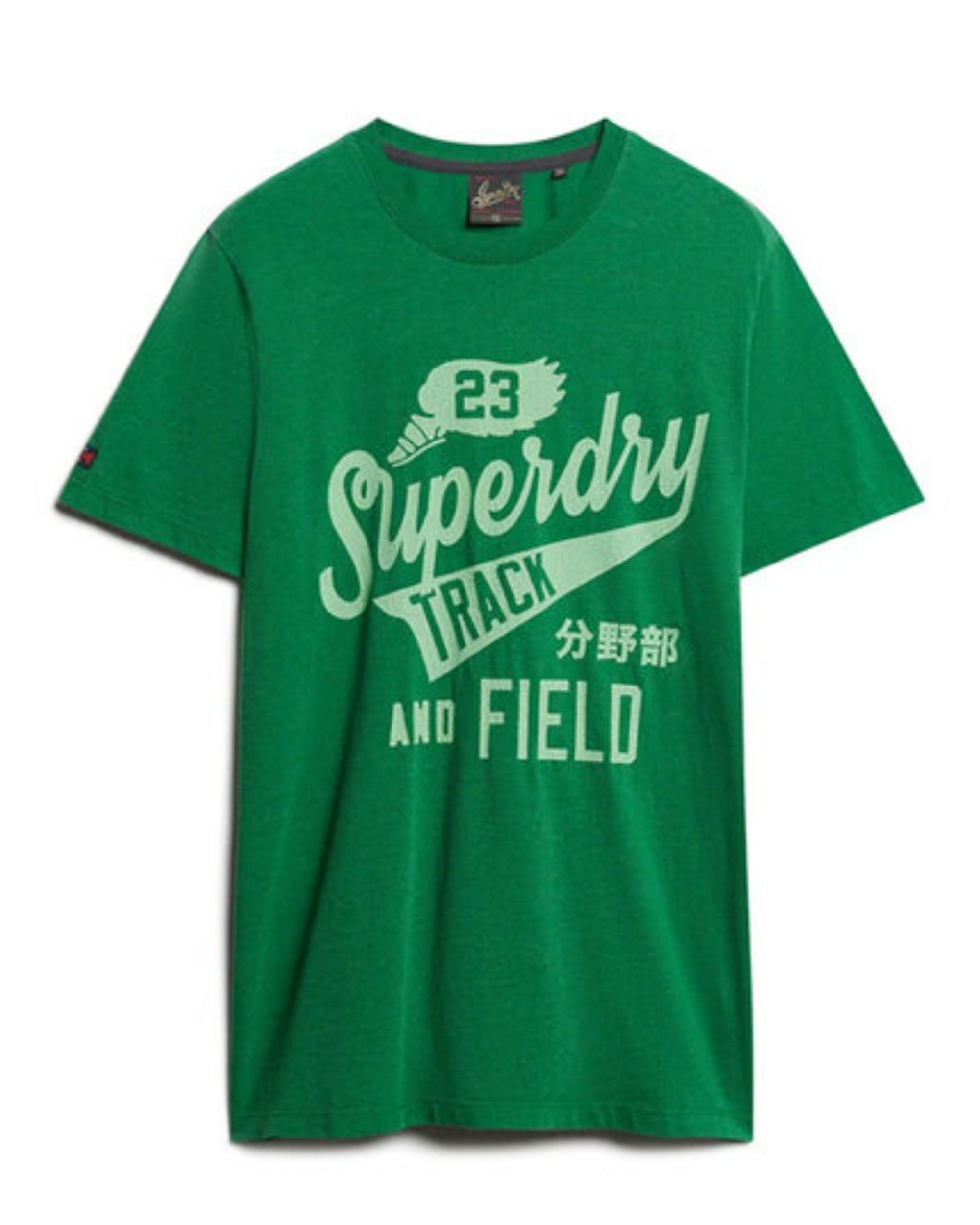 Superdry T-shirt Collage Graphic Vintage Cotone Verde