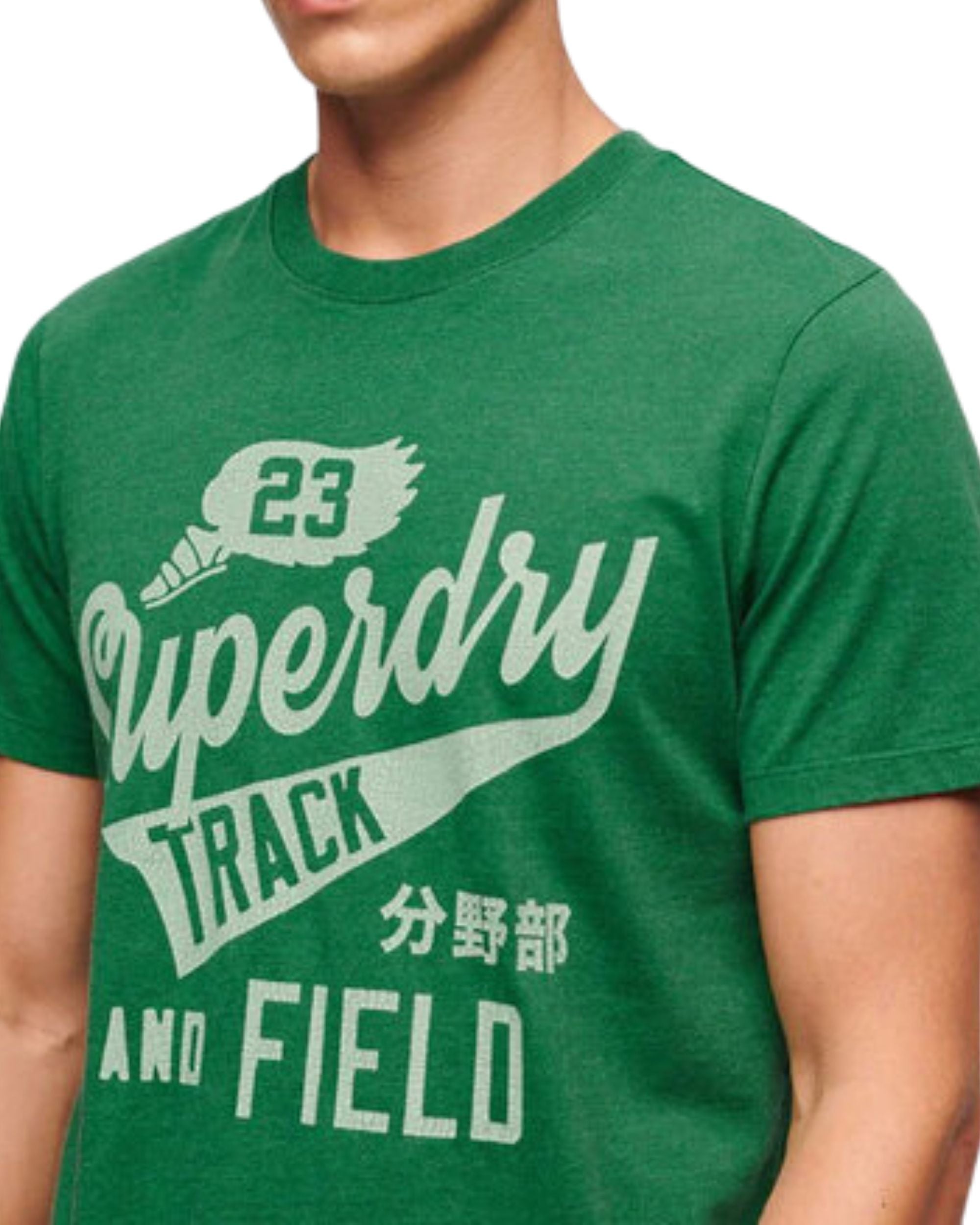 Superdry T-shirt Collage Graphic Vintage Cotone Verde