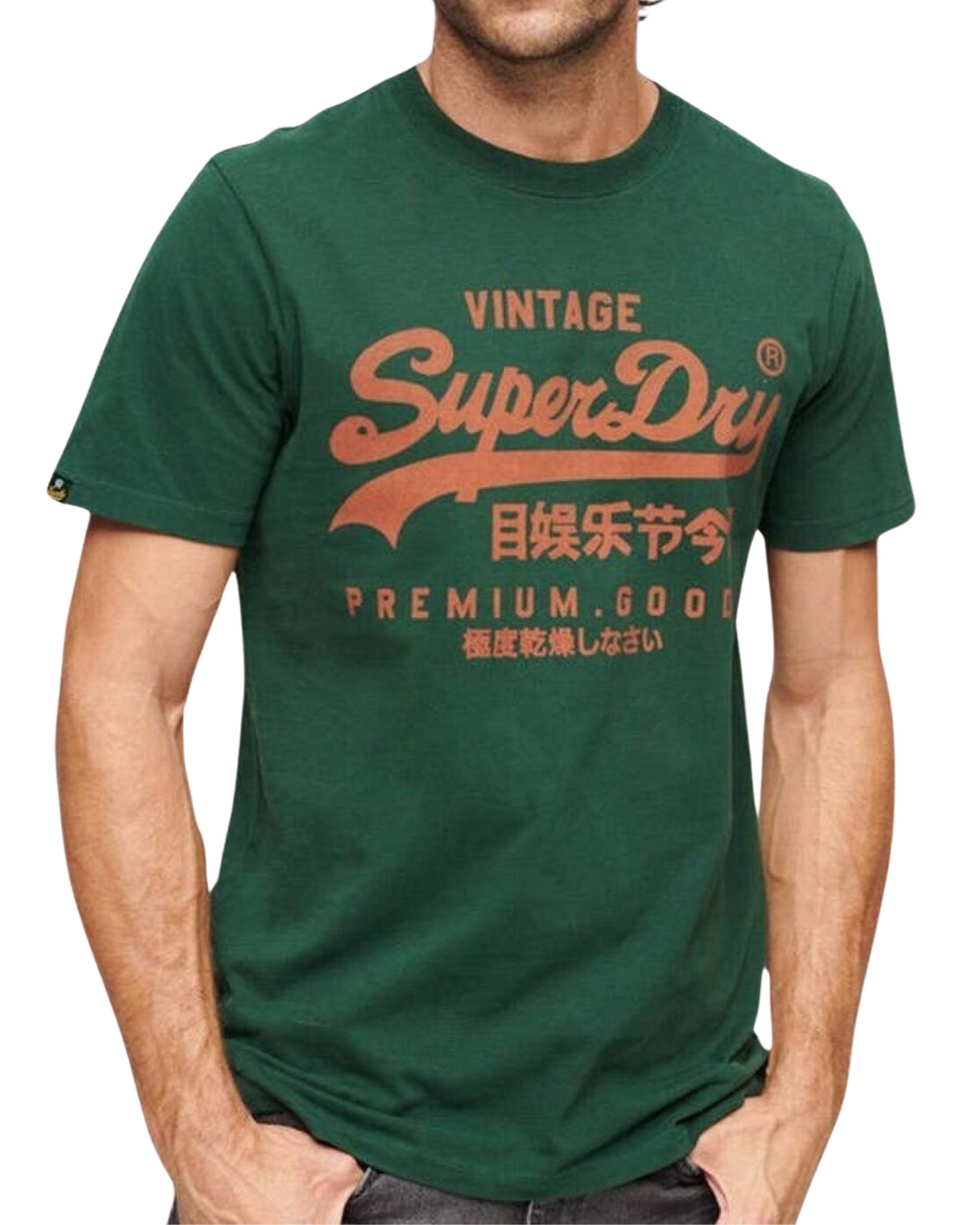 Superdry T-Shirt Soda Pop Graphic Vintage Cotone Verde