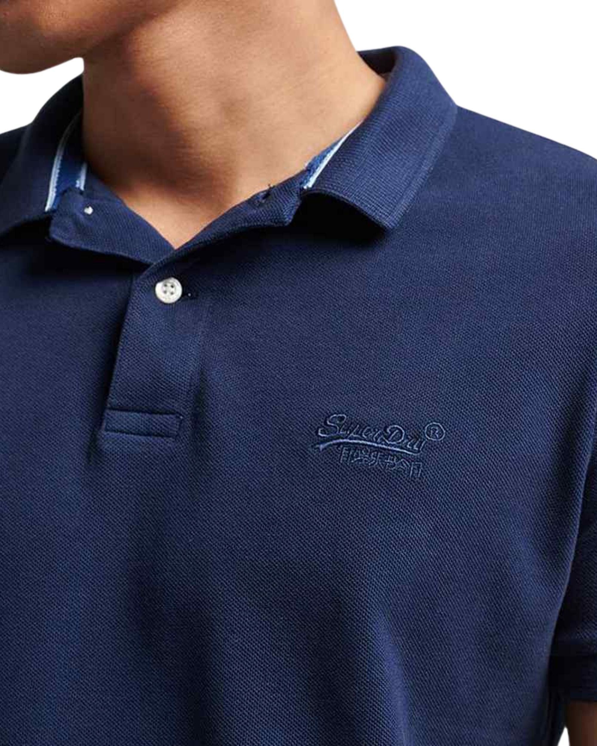 Superdry Polo Vintage Logo Cotone Biologico Blu