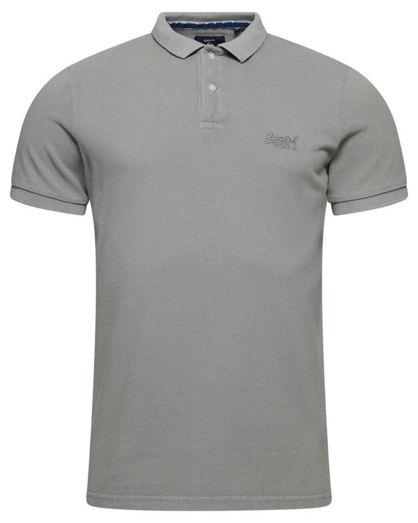 Superdry Polo Vintage Logo Cotone Biologico Grigio